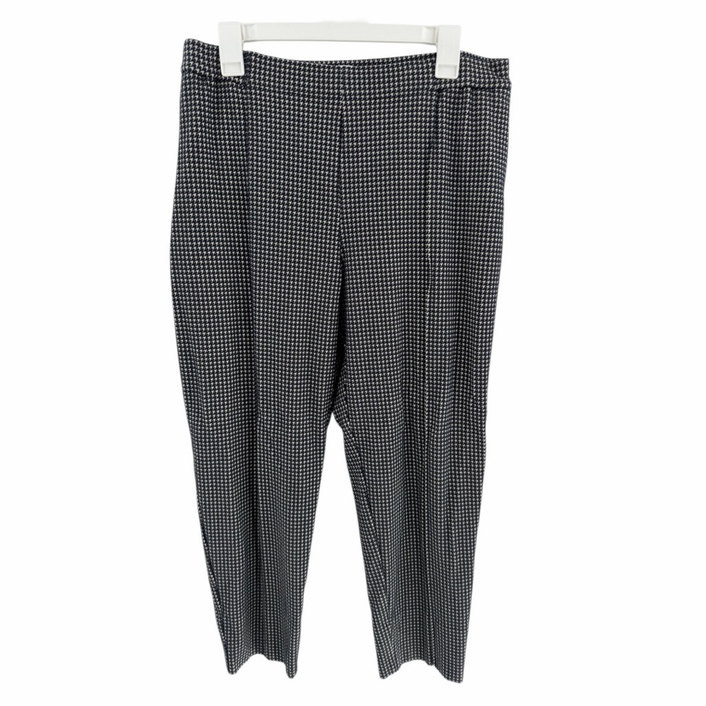 M.Mlafluer Navy‎ Blue Cream Herringbone Print Straight Leg Pants Size 14
